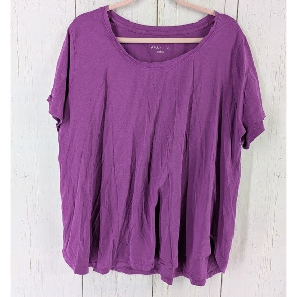 Ava & Viv Tops - Ava‎ Plus Size 2X Womens Purple Short Sleeve Casual Top